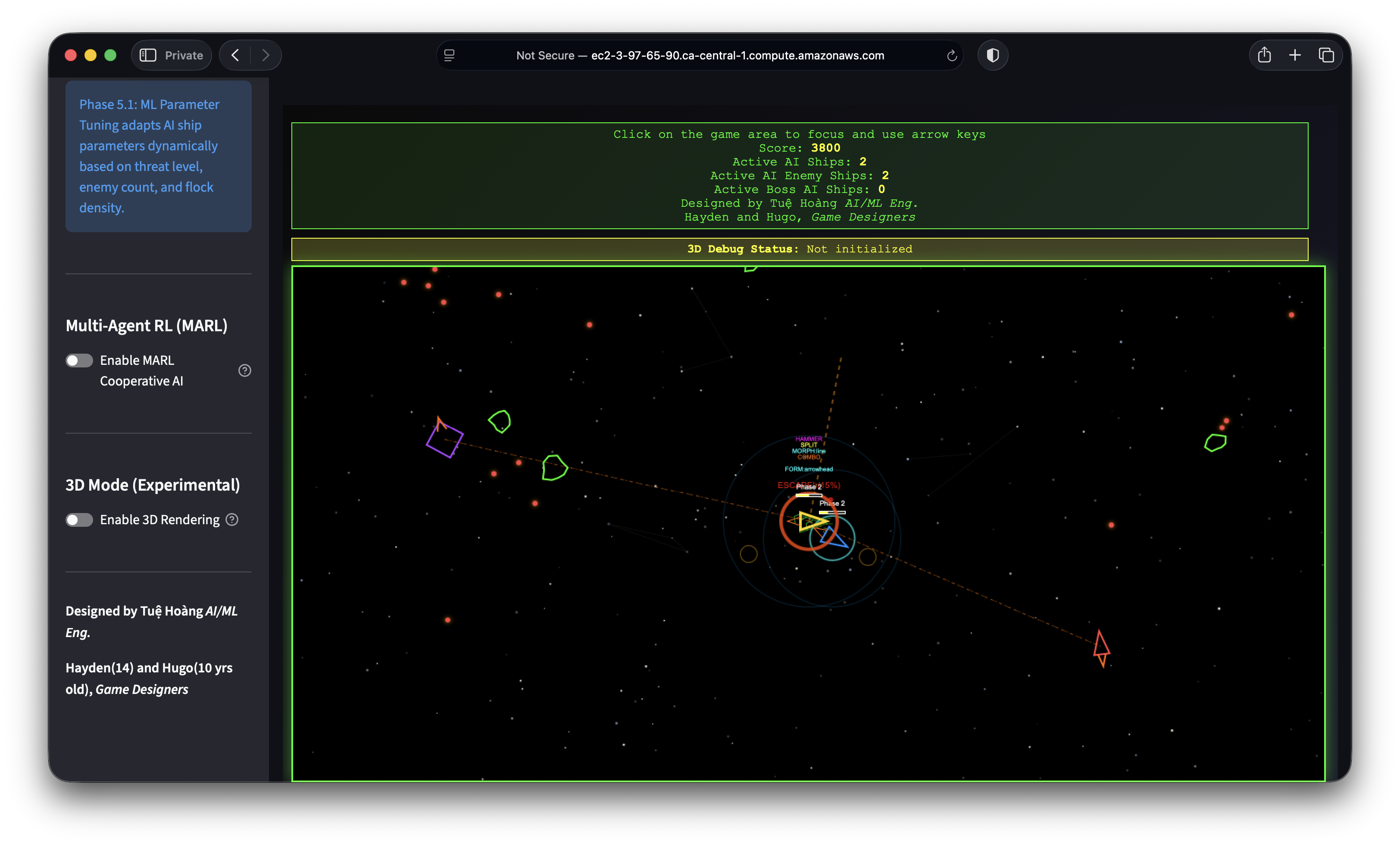 Asteroids game — AI ships and combat