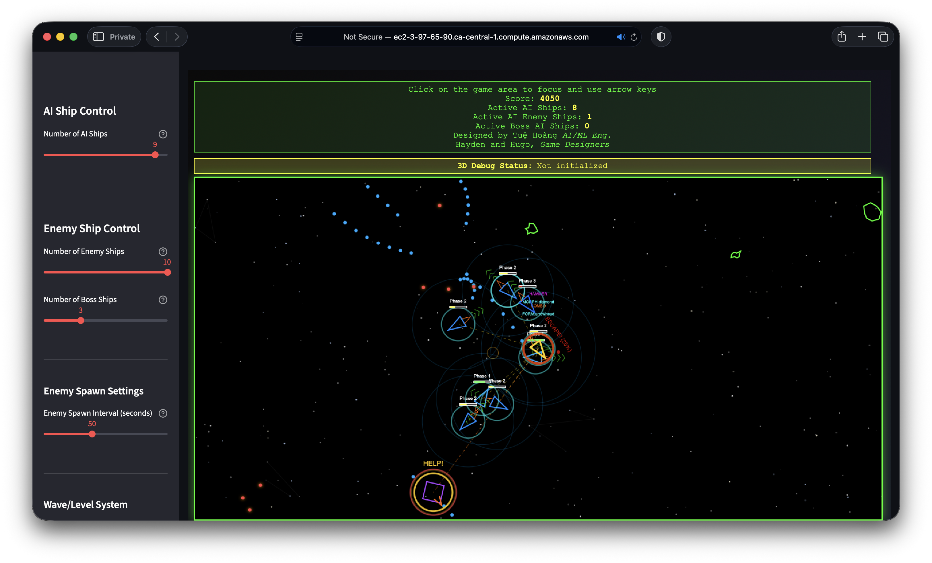 Asteroids game — Formations and enemies